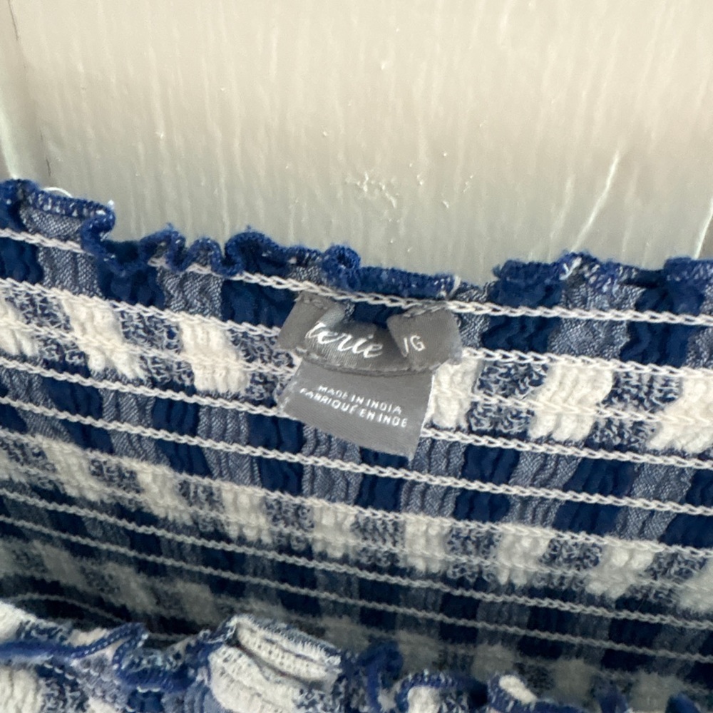 American Eagle Blue and White Gingham Midi Spaghetti Strap Dress - Lg - Picture 4 of 5
